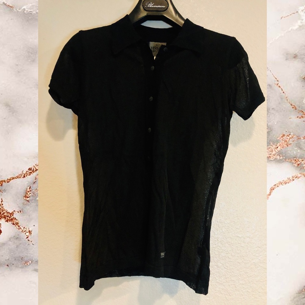 Versace mesh polo shirt